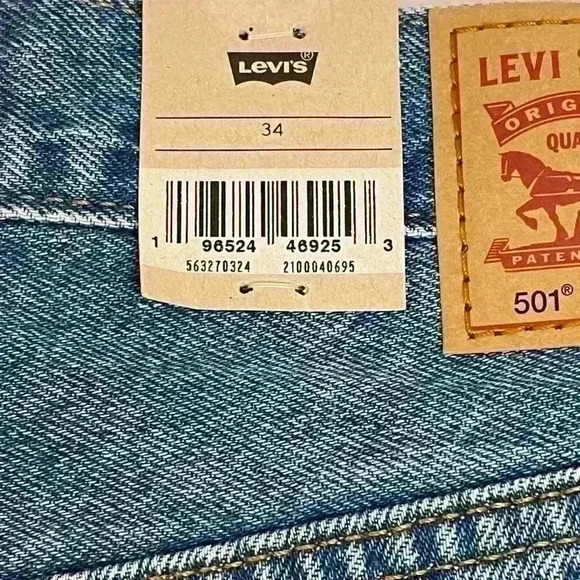 NWT Levi’s 501 Short  The Original Jean Denim Western Style High Rise Fitted 34 - Picture 6 of 10